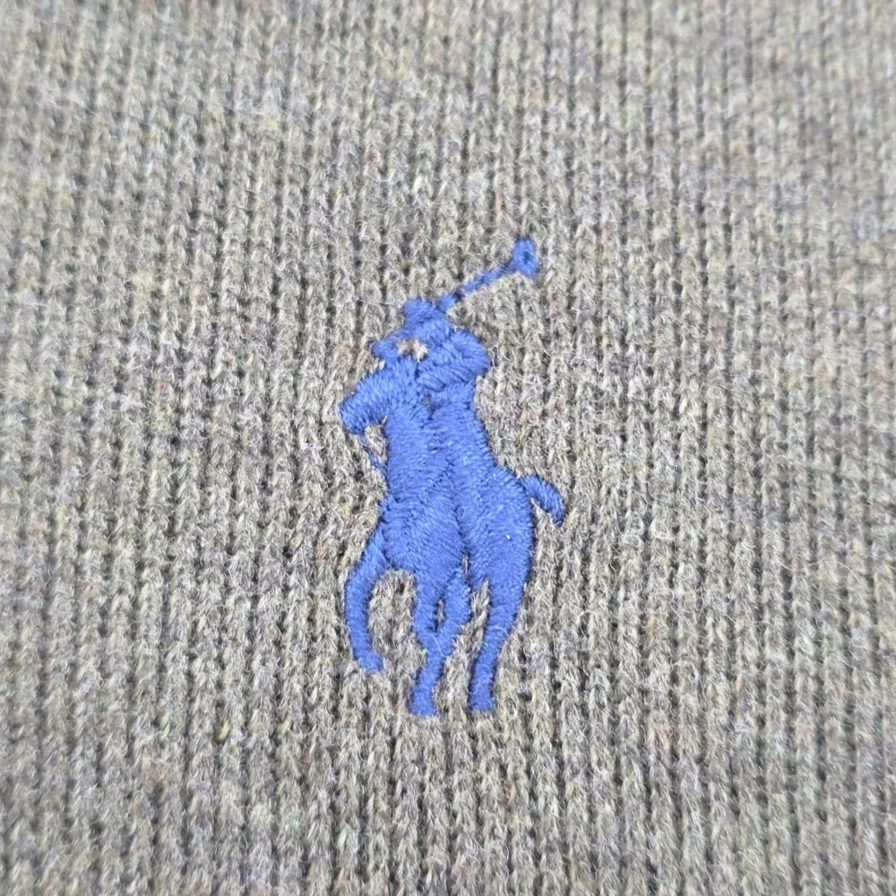 Polo Ralph Lauren Mens XL Shawl Collar Cotton Sweater Olive Green Blue Pony Logo